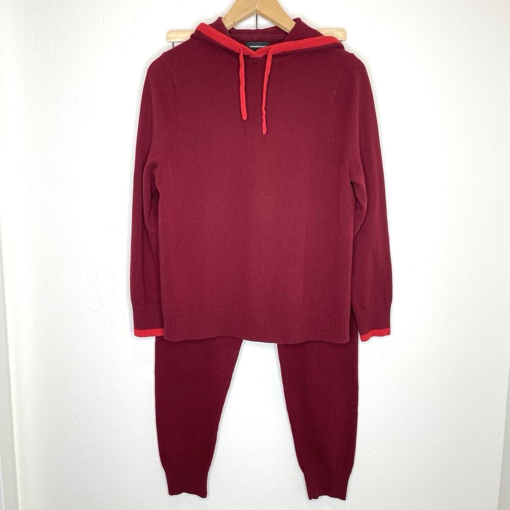 Summersalt The Coziest Cashmere Wool Blend Jogger Hoodie Sweater Set Small Red
